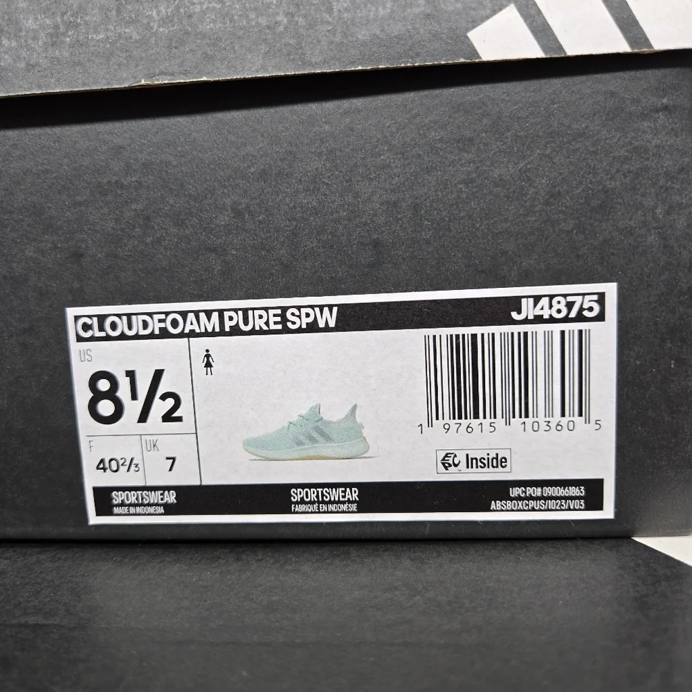 New adidas Cloudfoam Pure 'Linen Green Gum' Women's Running Shoes Size 8.5